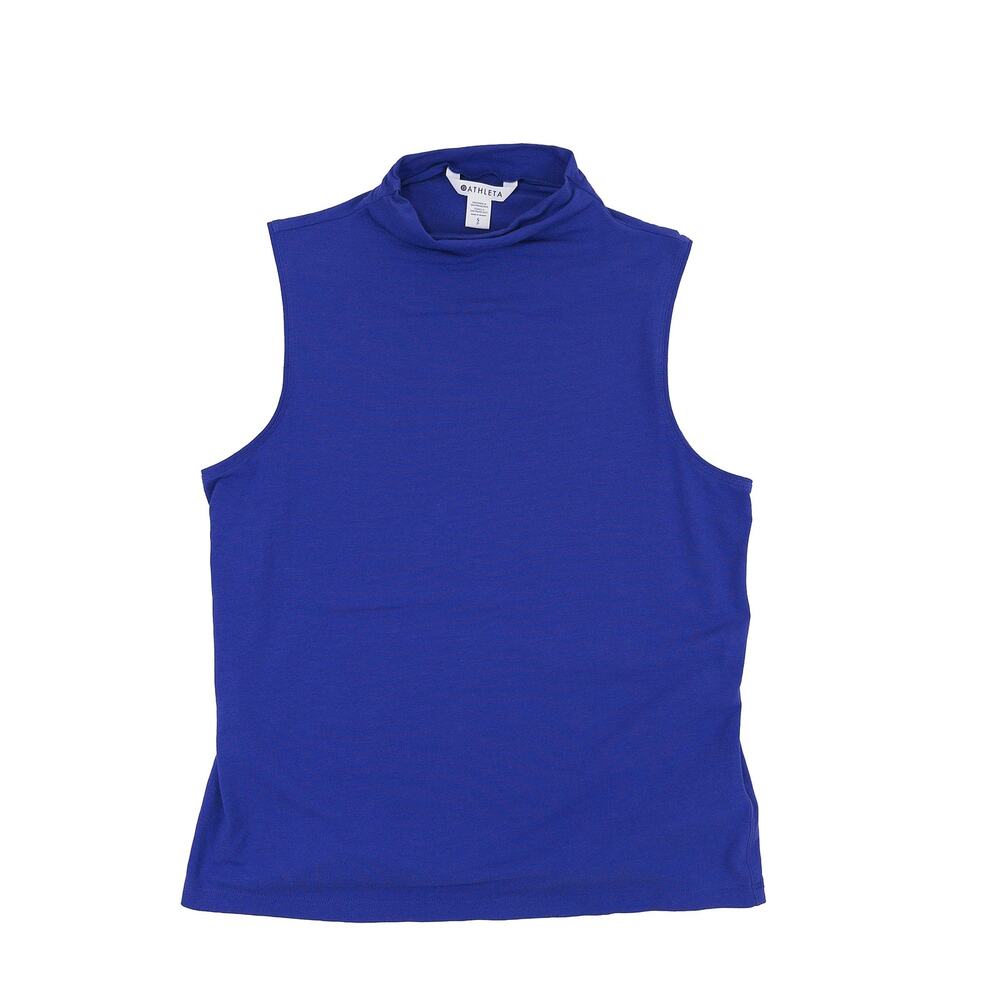 Athleta Outbound Tank Womens S Blue Mockneck Sleeveless Supima Cotton Yoga